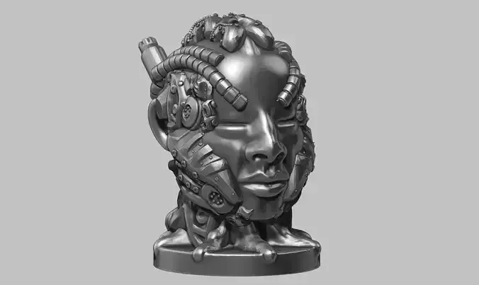 human robot head bust a01 3d print model