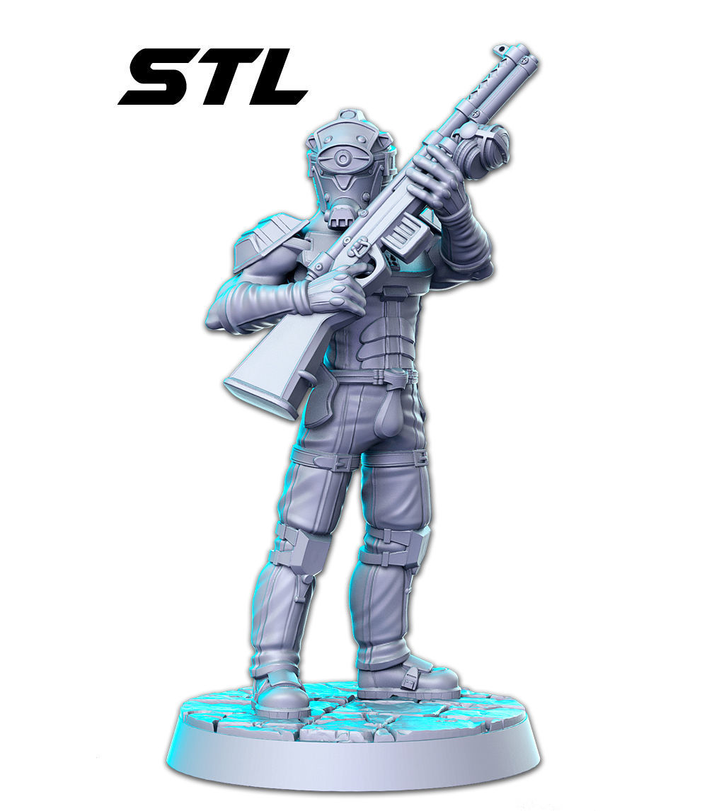 Shinra Cerberus Soldier Final Fantasy 32mm Pre-supported 3D print model_1