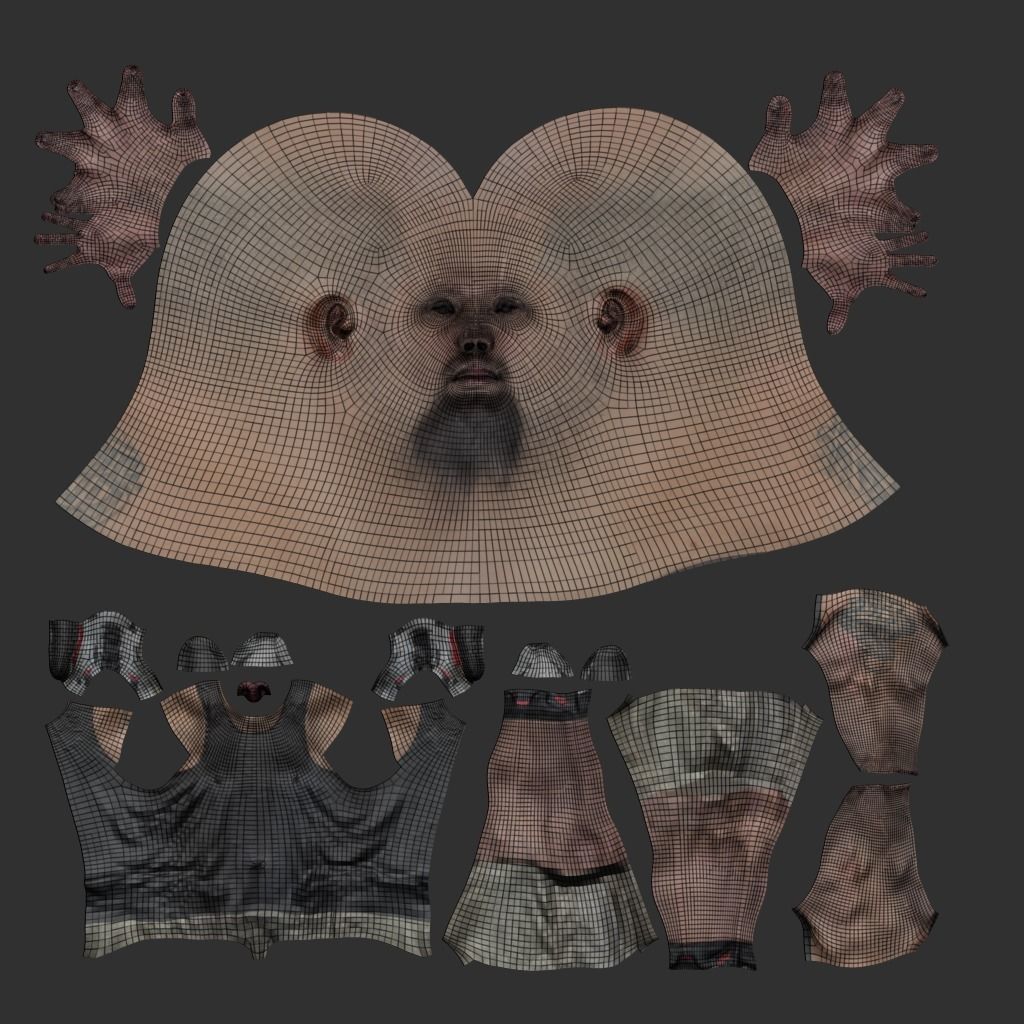 Athletic bald man in A-pose 381 Low-poly 3D model_8