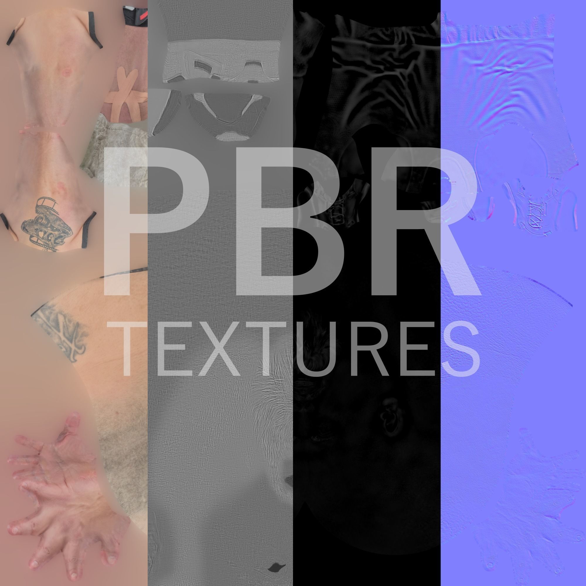 Athletic bald man in A-pose 381 Low-poly 3D model_9