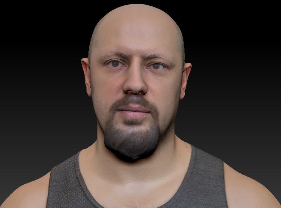 Athletic bald man in A-pose 381 Low-poly 3D model_7