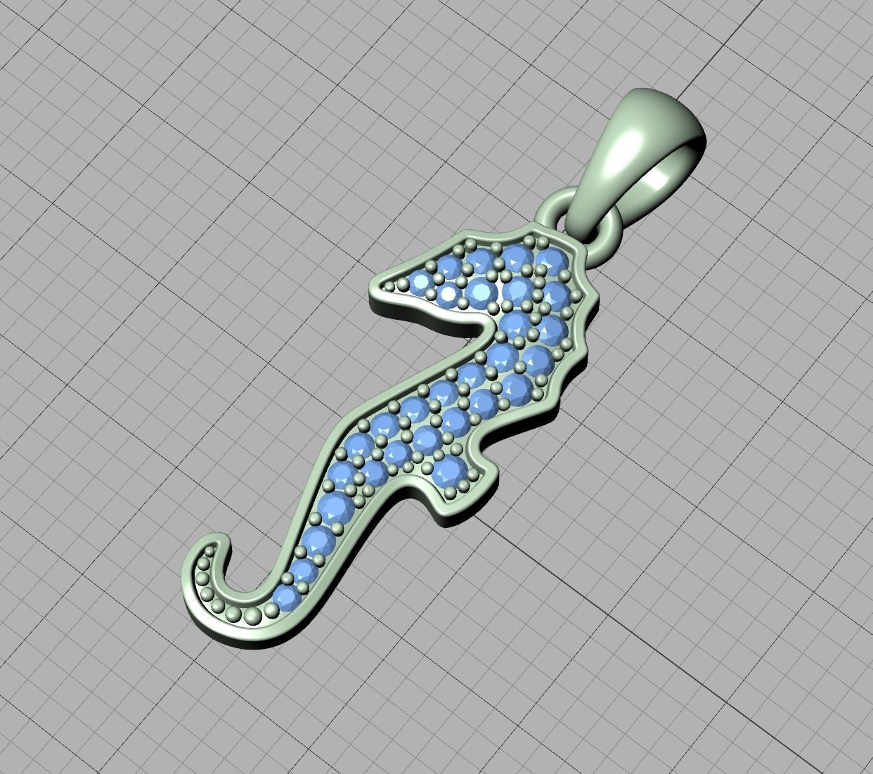Seahorse Diamond Pendant 19mm Sea Horse 3Dprint Jewelry 3D print model_27