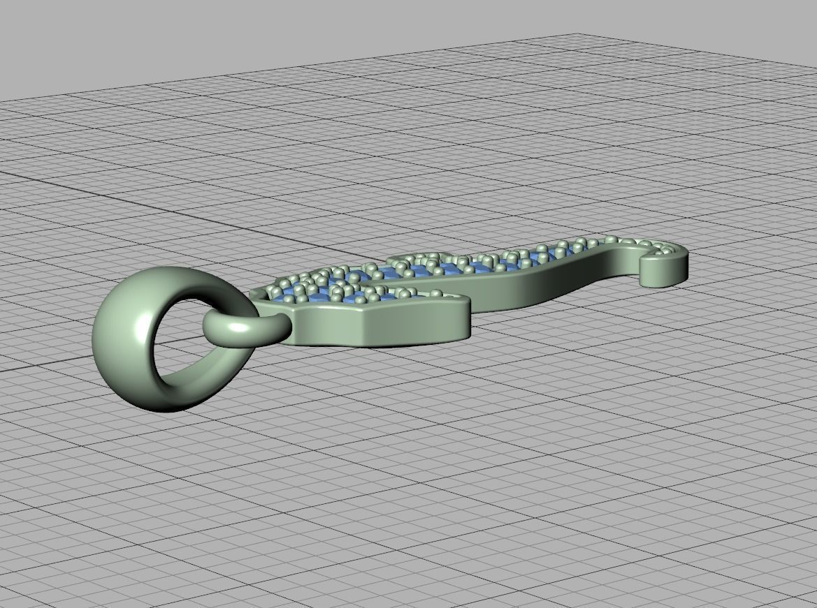 Seahorse Diamond Pendant 19mm Sea Horse 3Dprint Jewelry 3D print model_32