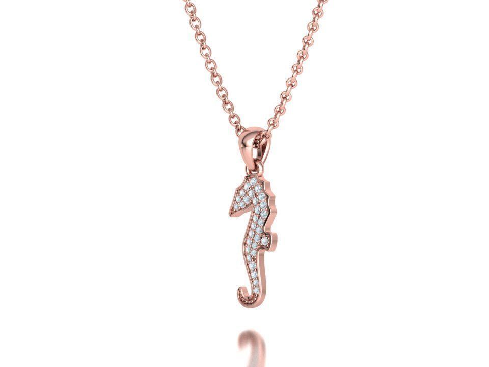 Seahorse Diamond Pendant 19mm Sea Horse 3Dprint Jewelry 3D print model_19