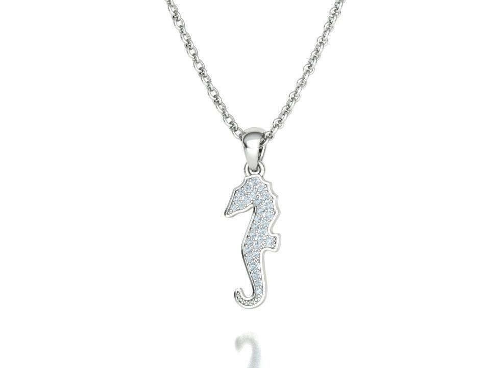Seahorse Diamond Pendant 19mm Sea Horse 3Dprint Jewelry 3D print model_18