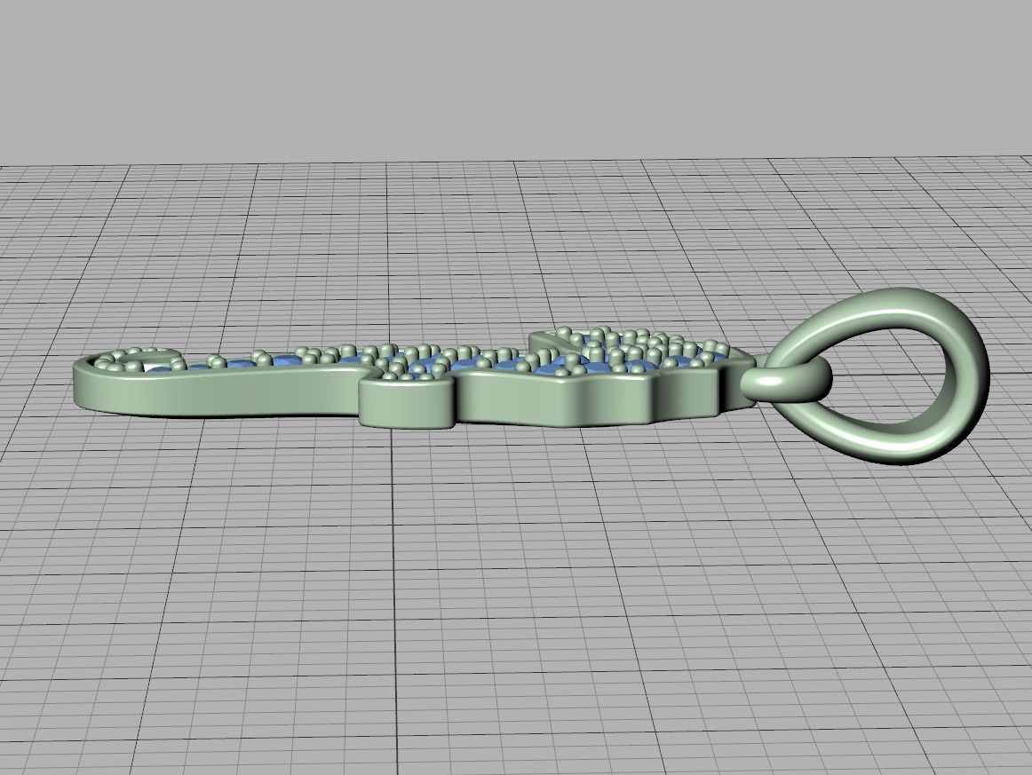 Seahorse Diamond Pendant 19mm Sea Horse 3Dprint Jewelry 3D print model_29