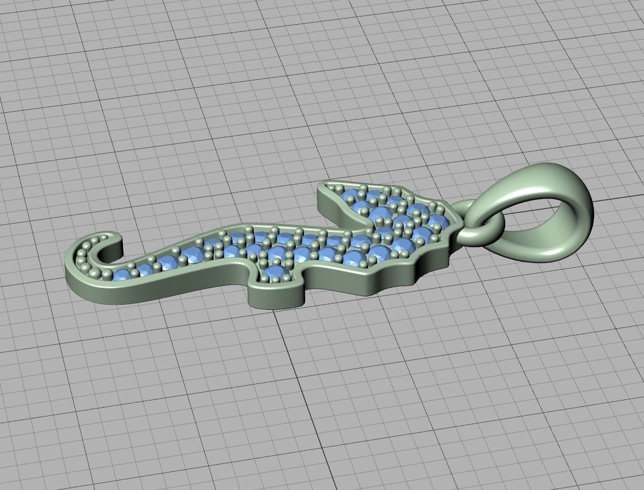 Seahorse Diamond Pendant 19mm Sea Horse 3Dprint Jewelry 3D print model_28