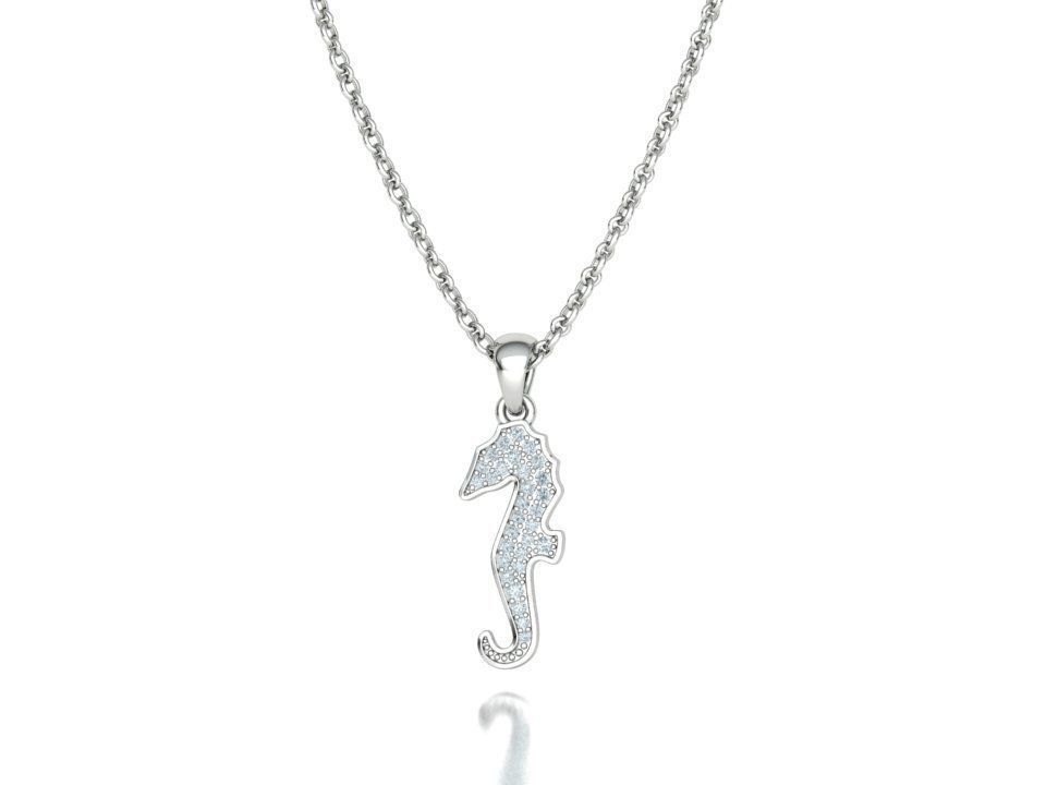 Seahorse Diamond Pendant 19mm Sea Horse 3Dprint Jewelry 3D print model_16