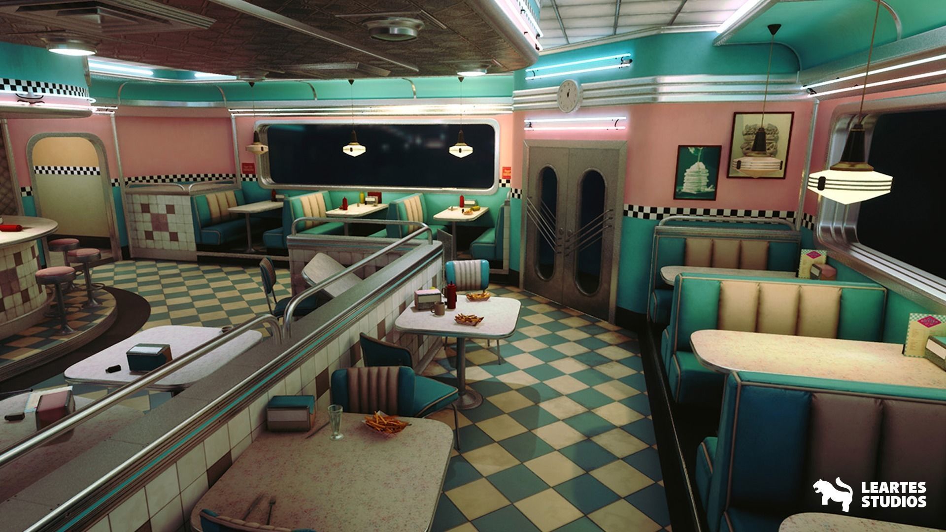 Rinos Diner Environment Low-poly 3D model_7