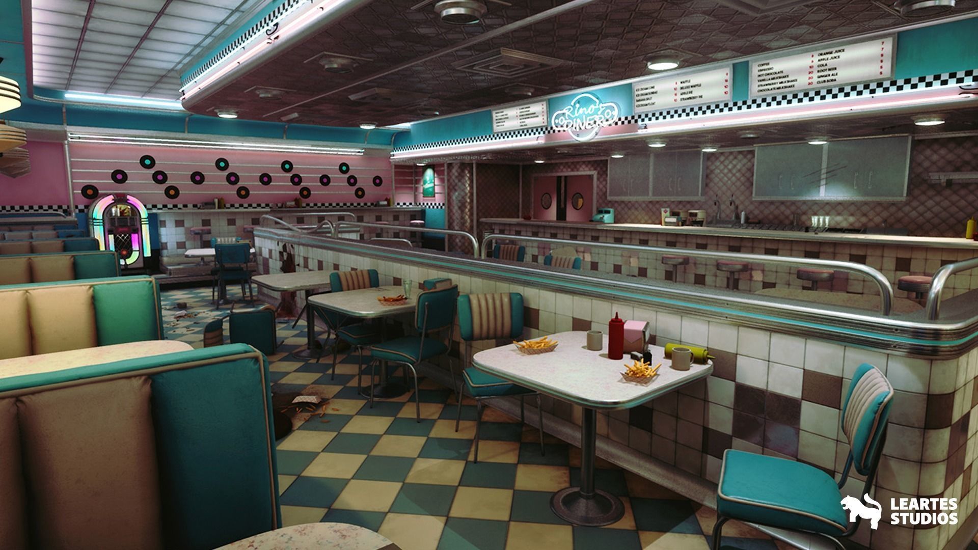 Rinos Diner Environment Low-poly 3D model_5