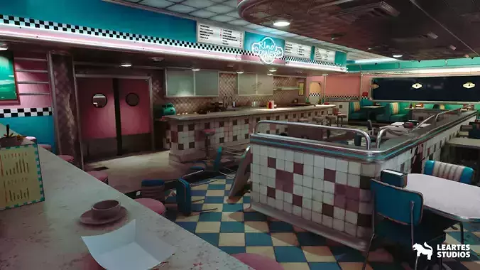 Rinos Diner Environment Low-poly 3D model