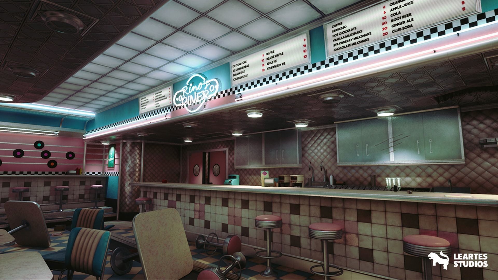 Rinos Diner Environment Low-poly 3D model_3