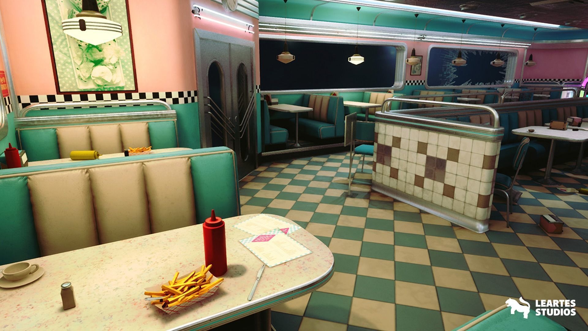 Rinos Diner Environment Low-poly 3D model_6