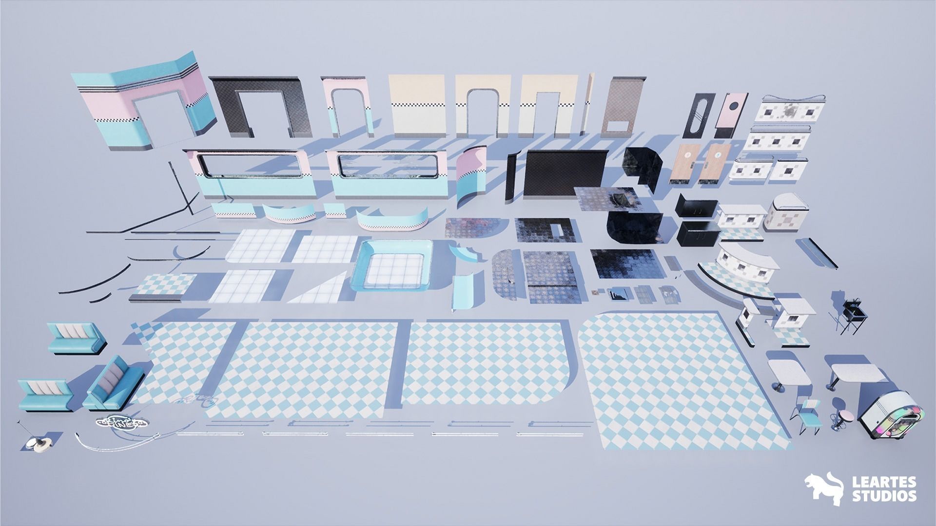 Rinos Diner Environment Low-poly 3D model_9
