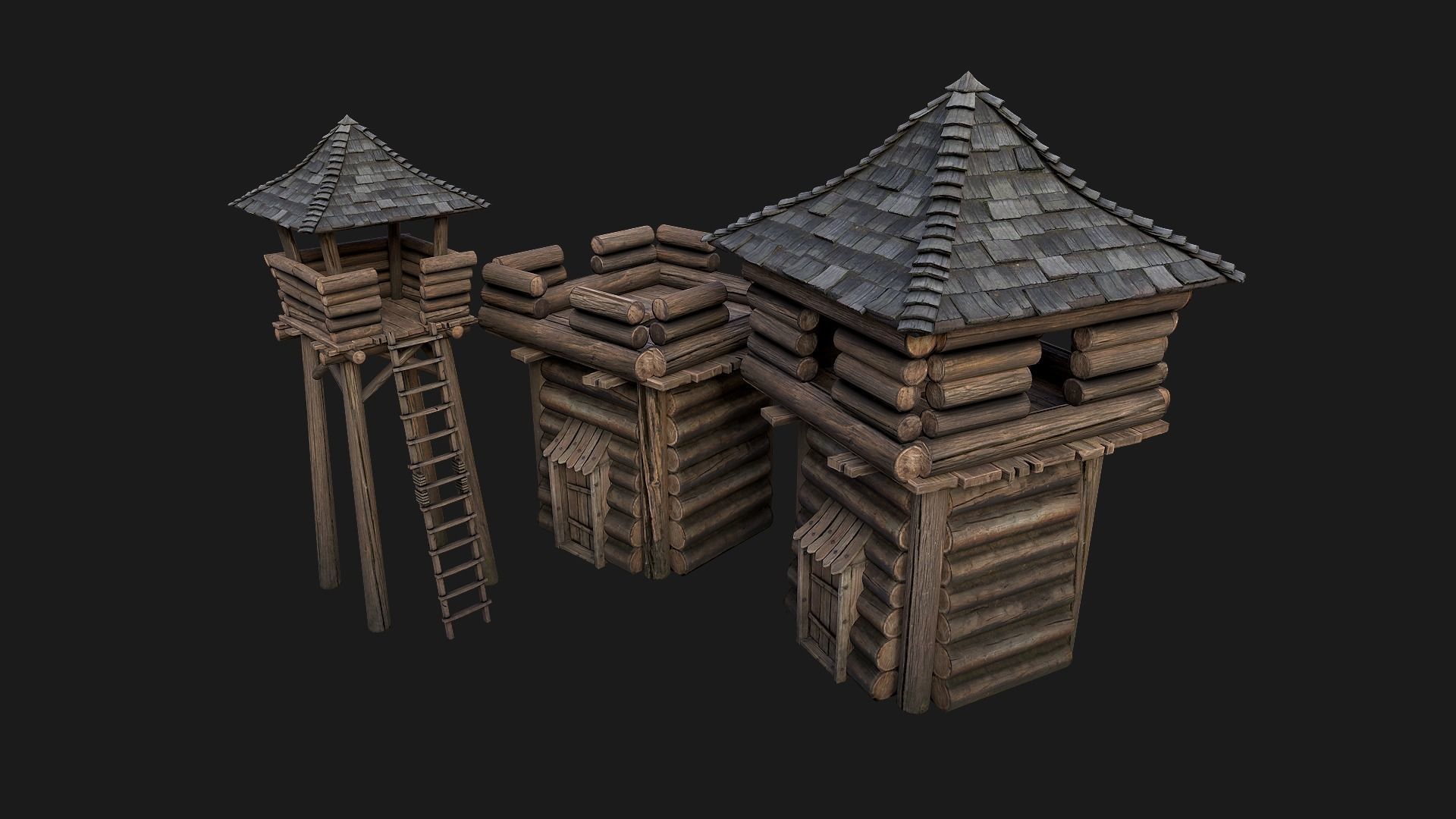 Medieval Towers Pack Low-poly 3D model_2