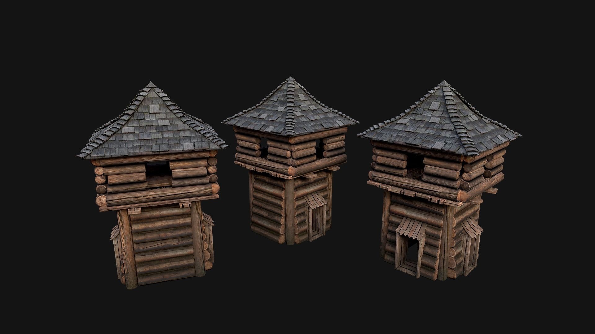 Medieval Towers Pack Low-poly 3D model_14