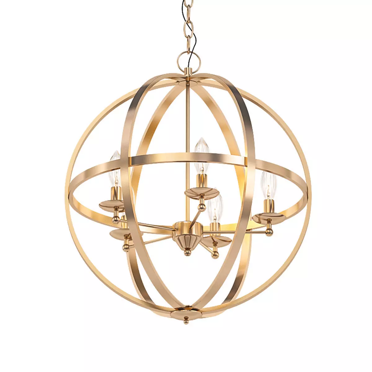 PASADENA light sphere chandelier in antique brass 3D model_0