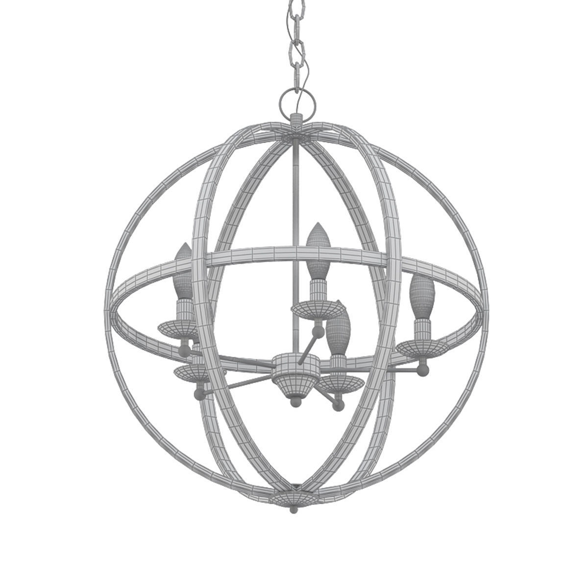 PASADENA light sphere chandelier in antique brass 3D model_4