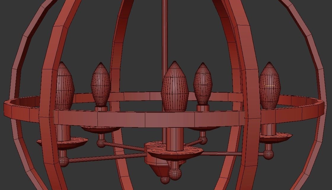 PASADENA light sphere chandelier in antique brass 3D model_3