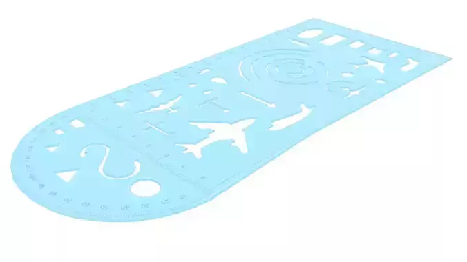 Stencil Ruler With Planes 3D model