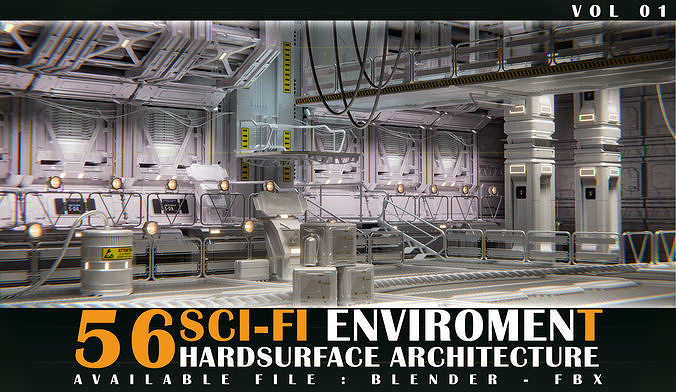 56 Sci-Fi Enviroment Architecture vol 01 Low-poly 3D model