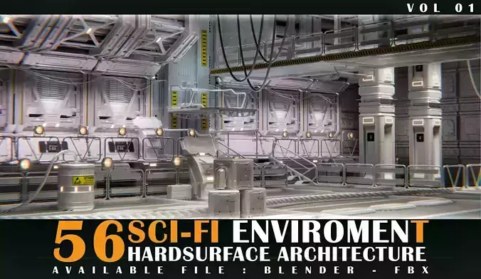 56 Sci-Fi Enviroment Architecture vol 01 Low-poly 3D model