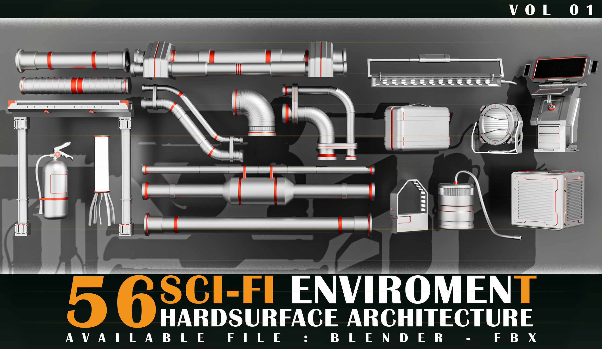 56 Sci-Fi Enviroment Architecture vol 01 Low-poly 3D model_4