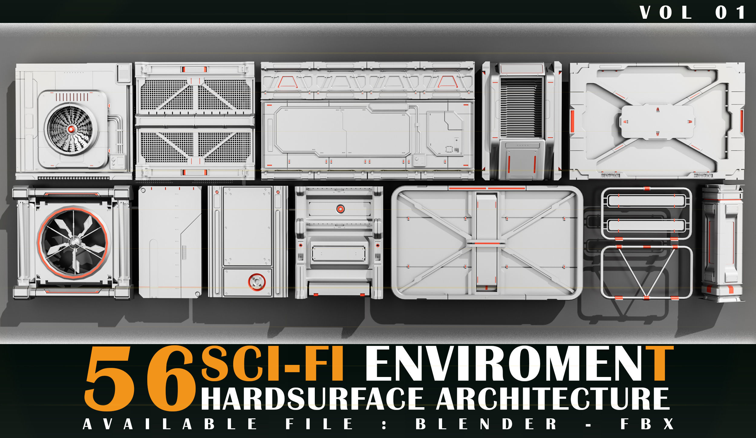 56 Sci-Fi Enviroment Architecture vol 01 Low-poly 3D model_2