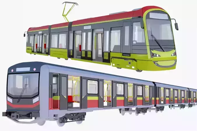 Warsaw public transport bundle 3D Model Collection