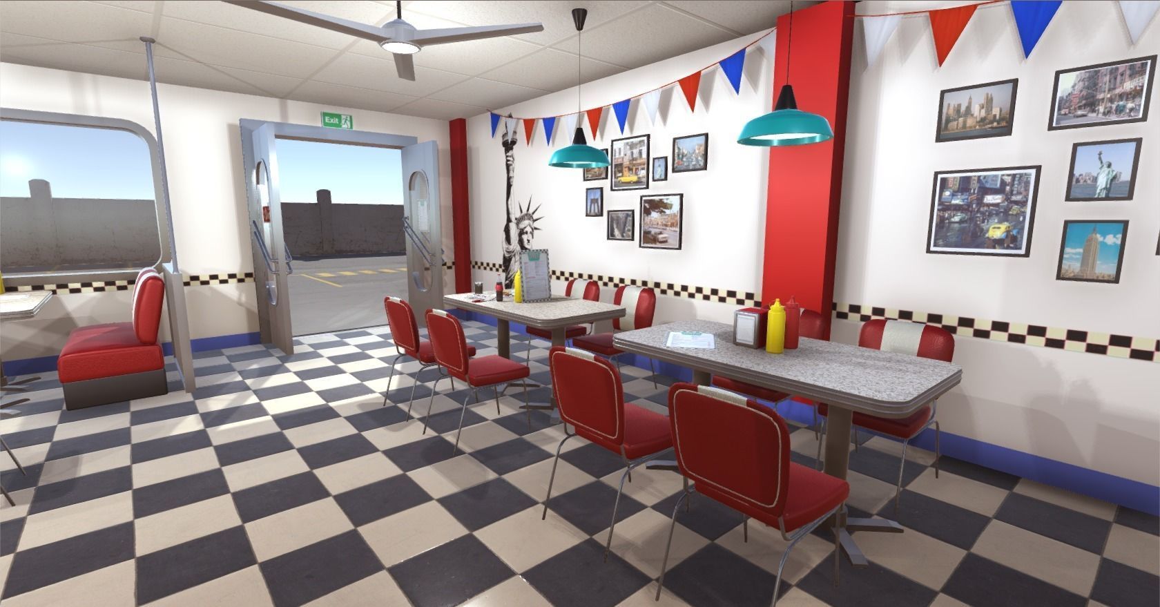 American Diner Low-poly 3D model_11