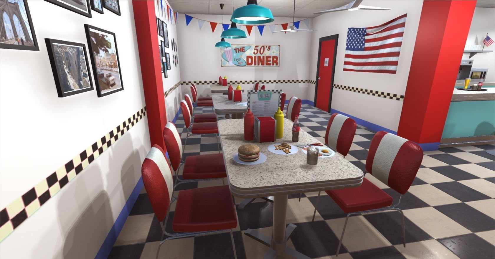 American Diner Low-poly 3D model_8
