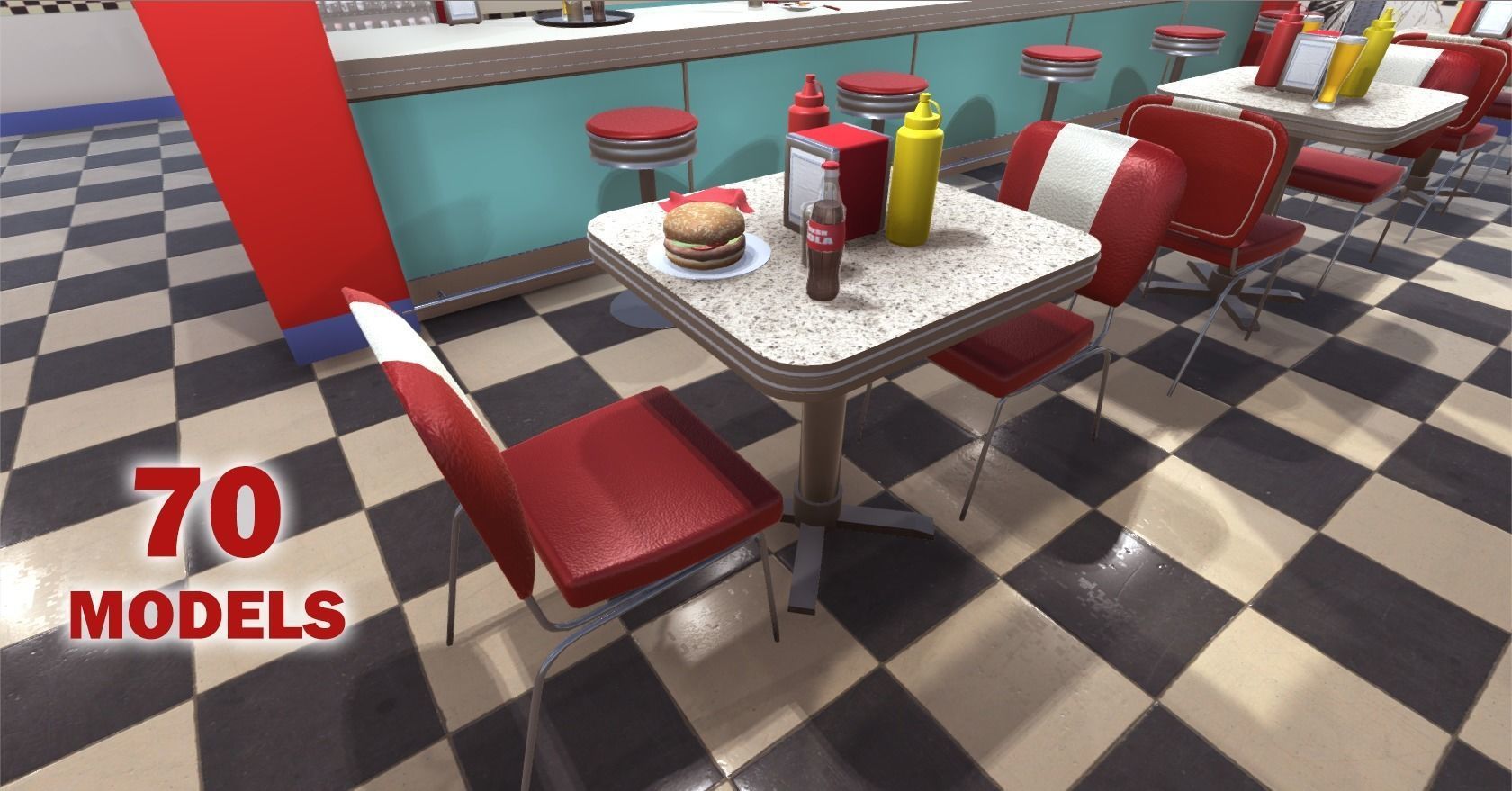 American Diner Low-poly 3D model_1