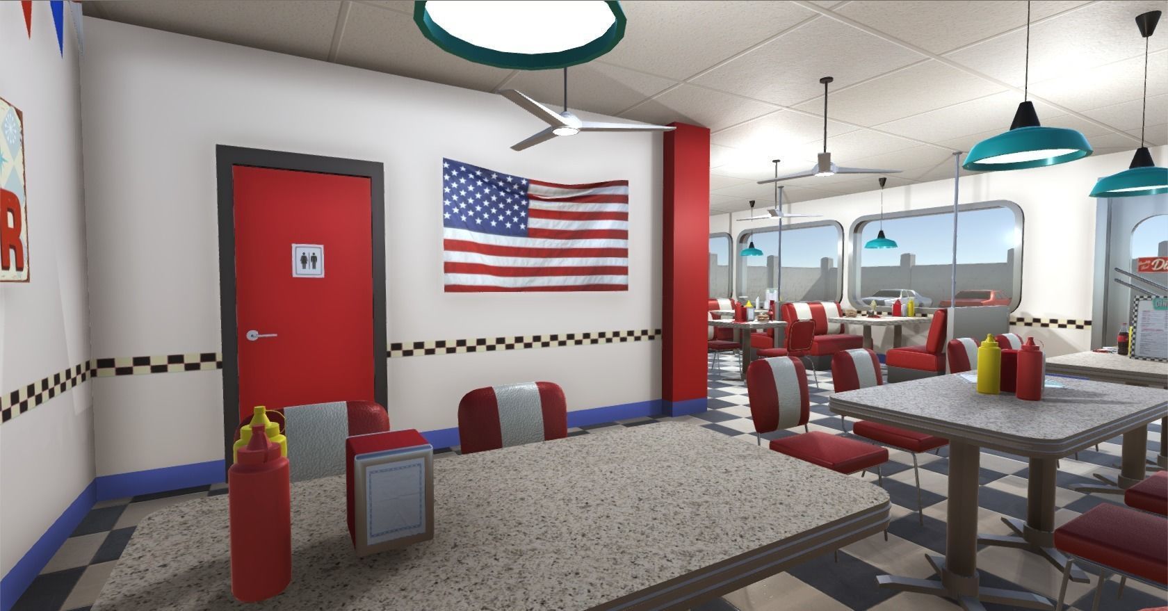 American Diner Low-poly 3D model_10