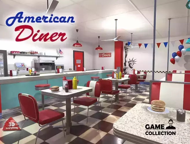 American Diner Low-poly 3D model