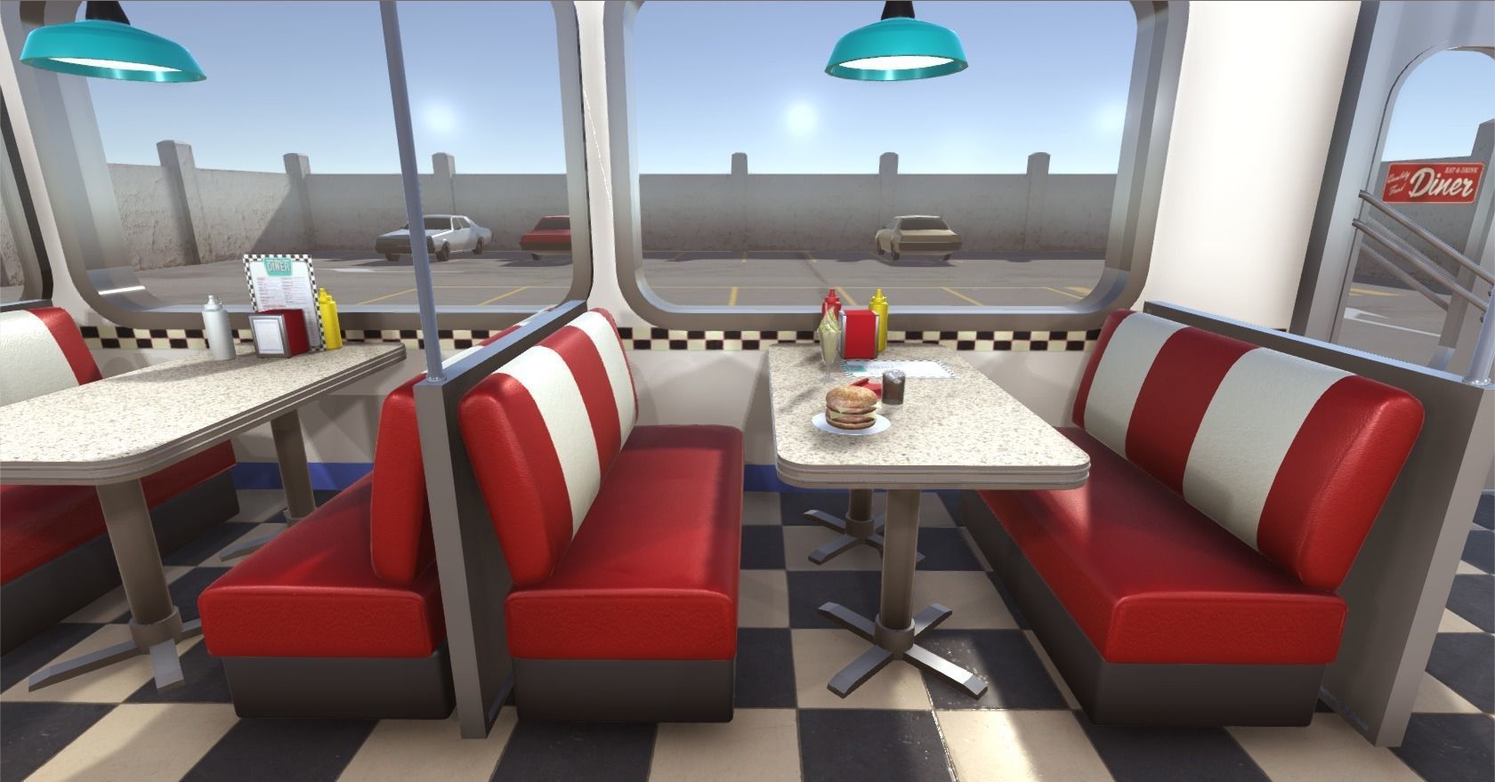 American Diner Low-poly 3D model_5