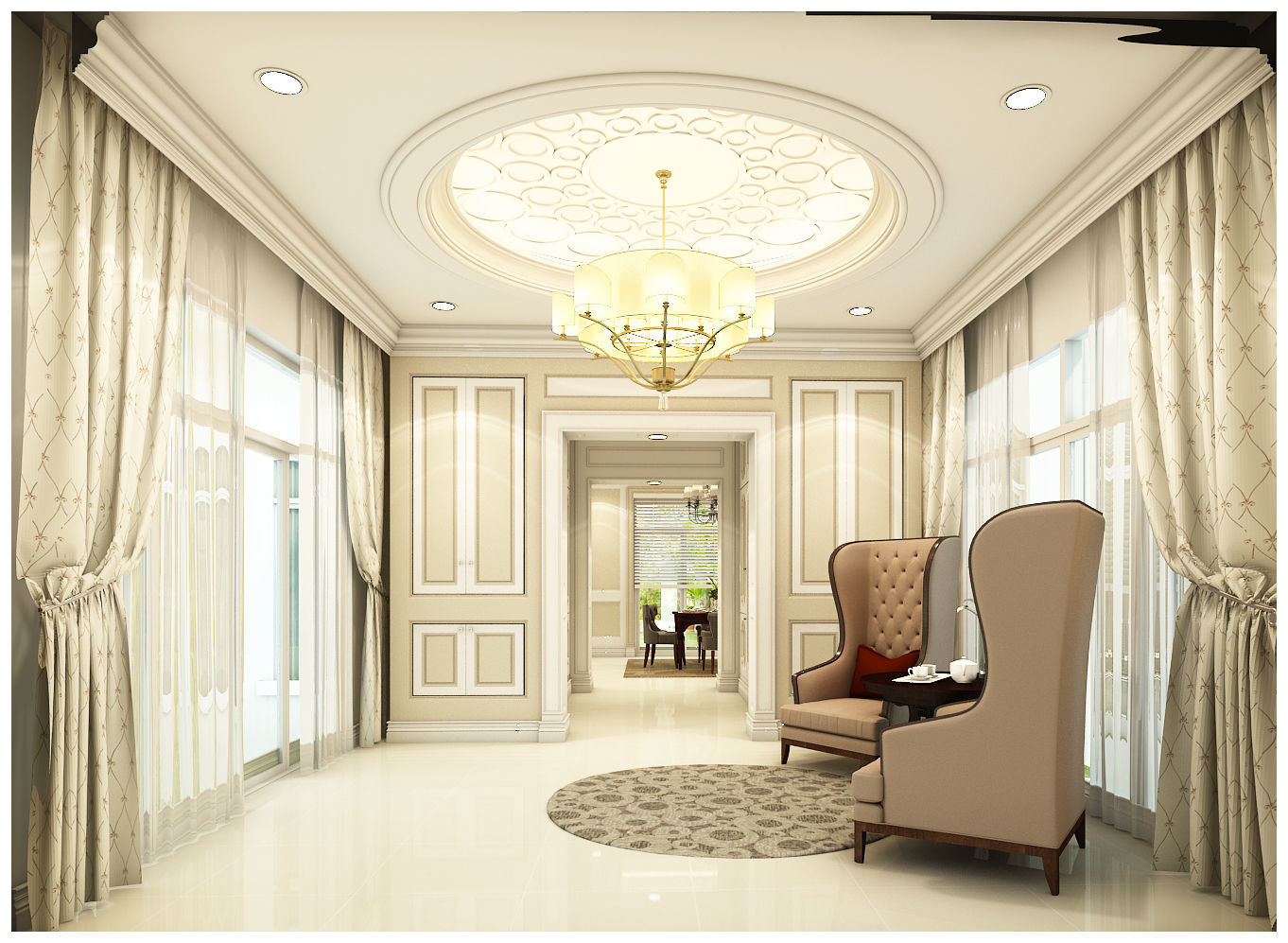 Interior decoration of the first floor of a large house 3D model_3