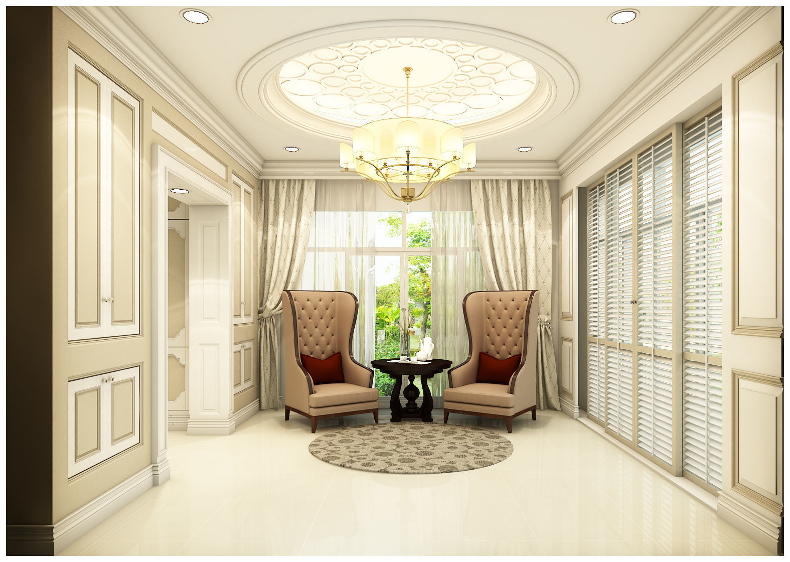 Interior decoration of the first floor of a large house 3D model_2