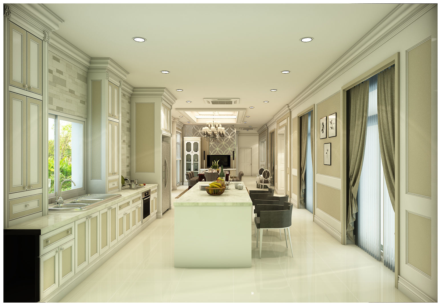 Interior decoration of the first floor of a large house 3D model_6