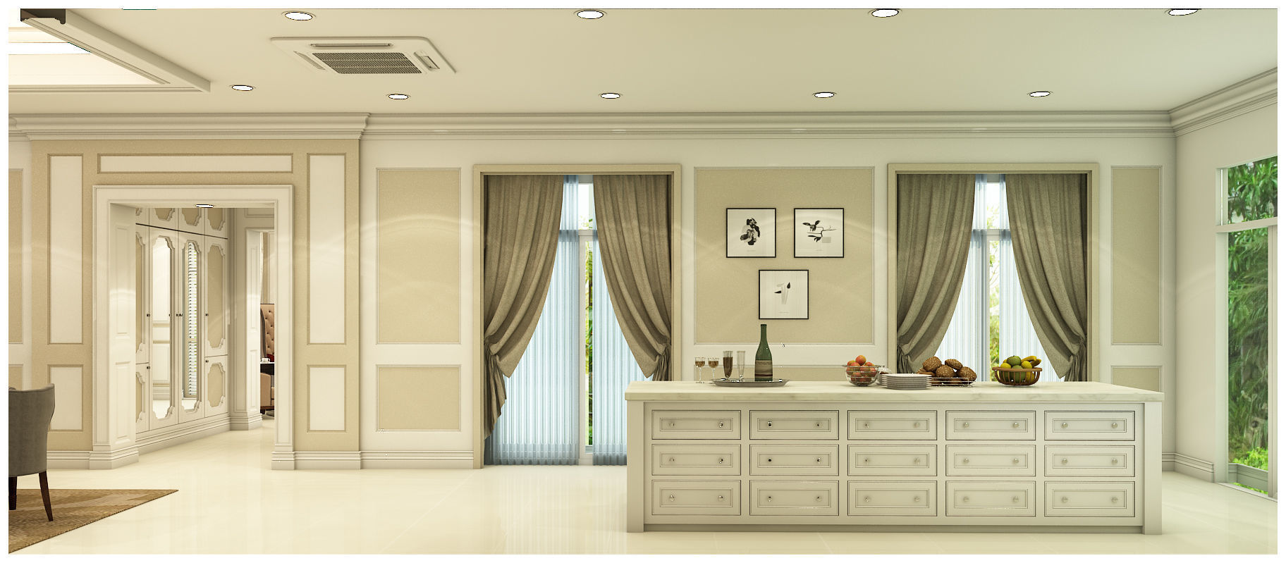 Interior decoration of the first floor of a large house 3D model_8