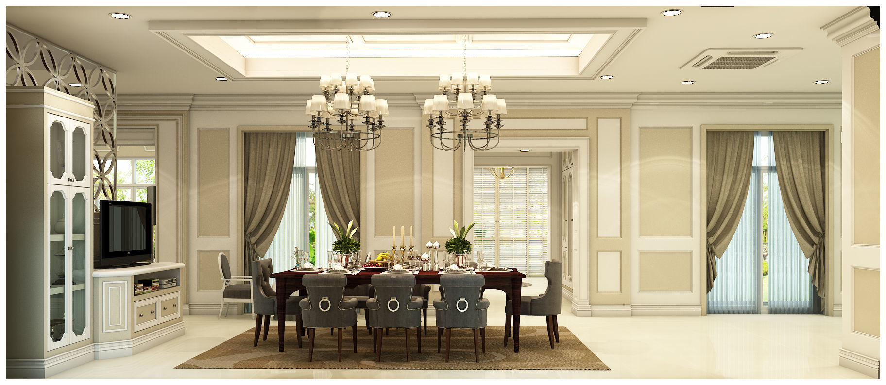 Interior decoration of the first floor of a large house 3D model_7