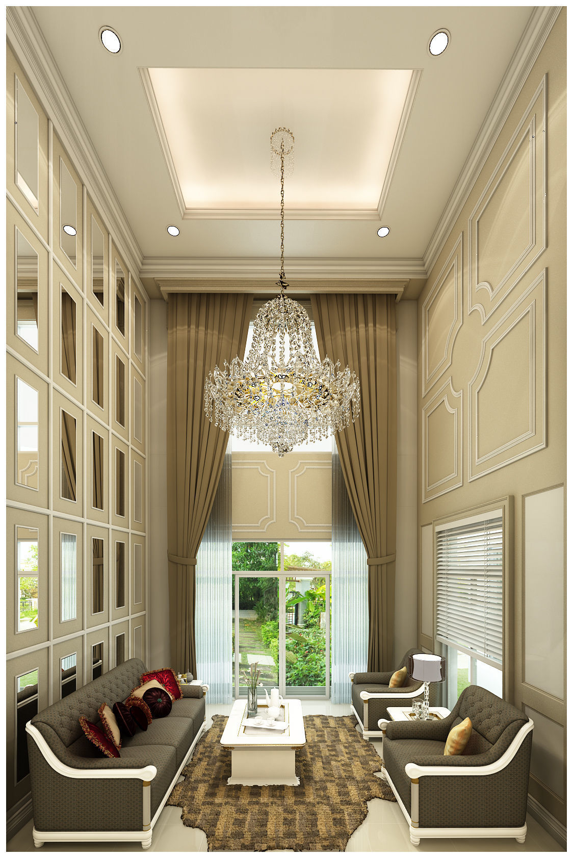 Interior decoration of the first floor of a large house 3D model_1