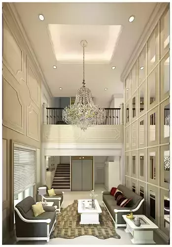 Interior decoration of the first floor of a large house 3D model