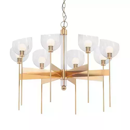 Davis 8 modern chandelier in brass with clear glass shades 3D model