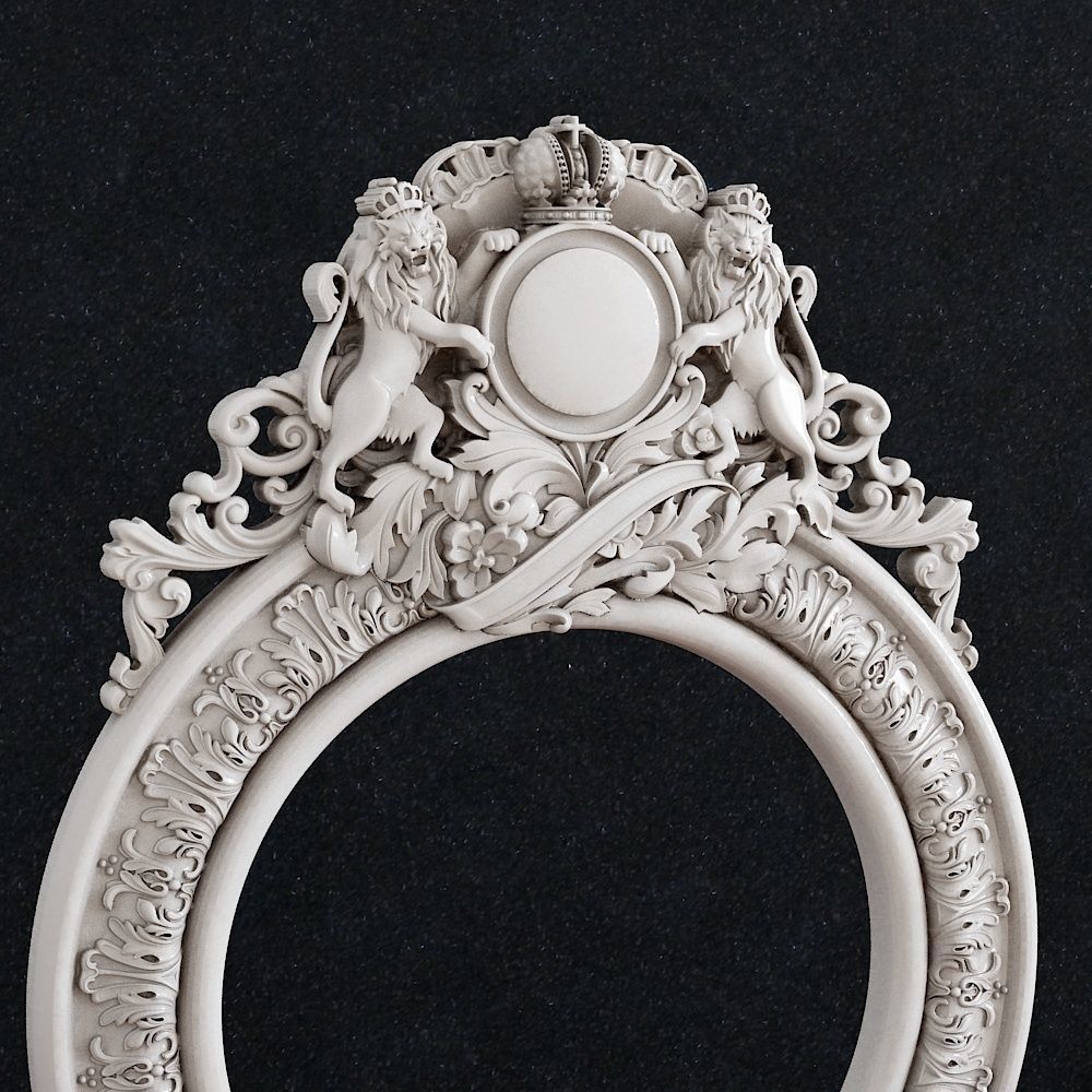 Carved Picture Lions Frame Frame baroque Mirror Picture frame 3 3D print model_1