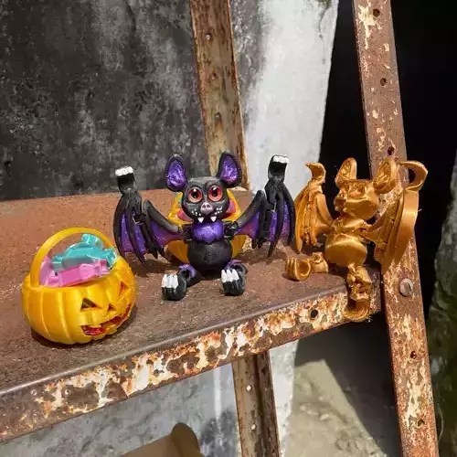 FLEXI PRINT IN PLACE CUTE HALLOWEEN BAT ARTICULATED