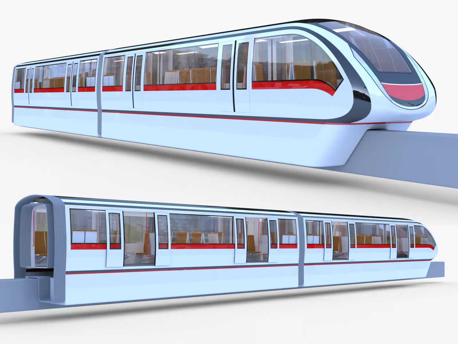 Monorail train concept 3D model_0