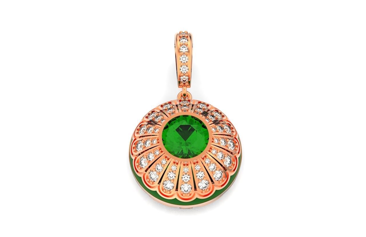 pendant with enamel and round stones 518 3D print model_24