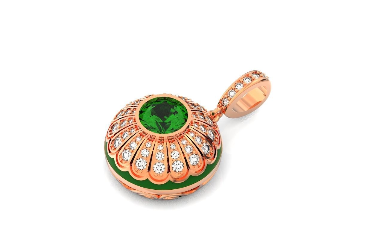 pendant with enamel and round stones 518 3D print model_25