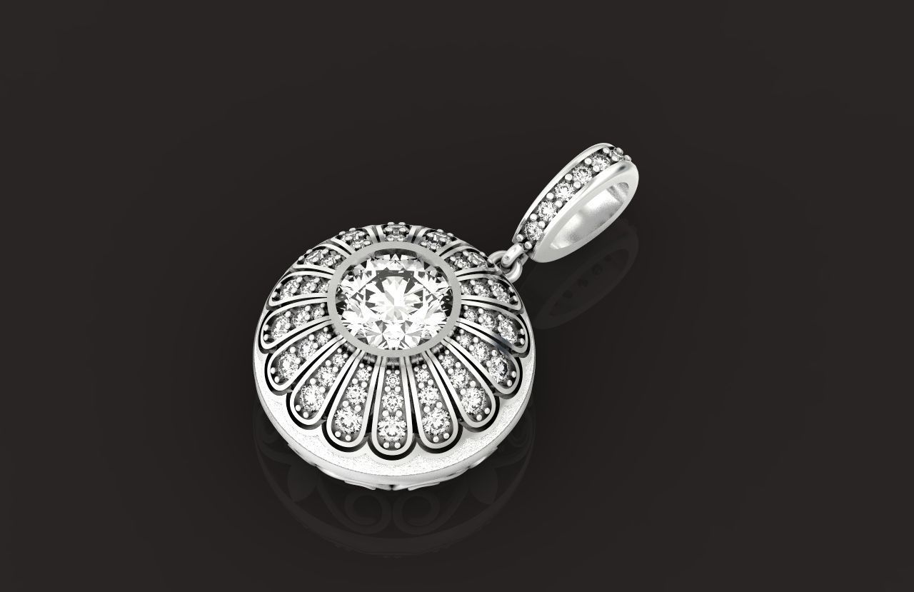 pendant with enamel and round stones 518 3D print model_29