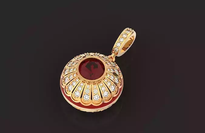 pendant with enamel and round stones 518 3D print model